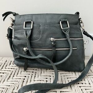 Great American Leather works Elegant Grayish green Leather Handbag